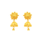 22k Yellow Gold Filigree Jhoomkas Medium Earrings with gold weight of 9.14g